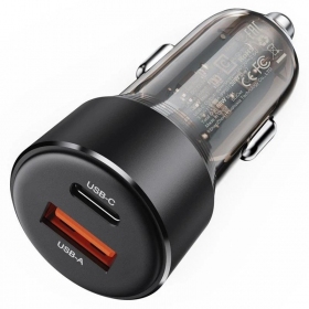 Caricatore per auto Acefast B12 60W USB-C/USB-A nero