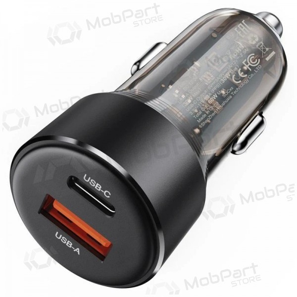 Caricatore per auto Acefast B12 60W USB-C/USB-A nero