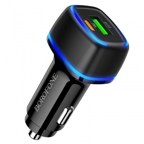 Caricatore automobilinis Borofone BZ14A PD20W+QC3.0 x 2 USB (nero)