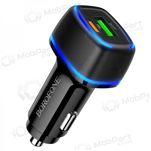 Caricatore automobilinis Borofone BZ14A PD20W+QC3.0 x 2 USB (nero)
