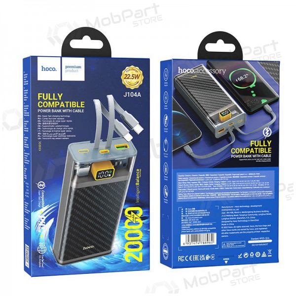 Batteria esterna Power Bank Hoco J104A Discovery Edition 22.5W 20000mAh grigio Batteria esterna Power Bank Hoco J104A Discovery Edition 22.5W 20000mAh grigio