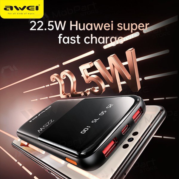 Batteria esterna Power Bank Awei P10K 22.5W 10000mAh nero